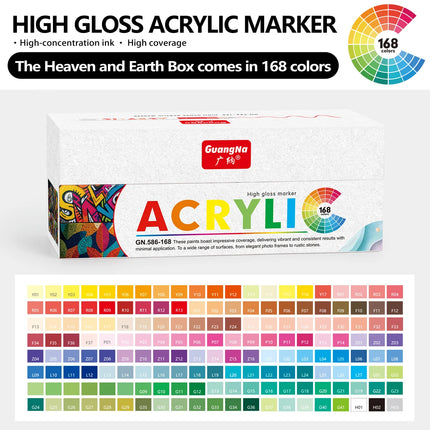 168/72/12 Colors GuangNa High Gloss Acrylic Marker Pens,DIY Hand Drawn,Graffiti Paint Art Pen Set,Perfect for Artist/Students