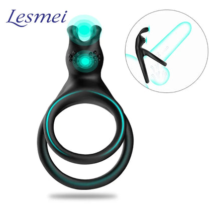 2 In 1 Men's Silicone Penis Ring Clitoris Stimulator Cock Ring Ejaculation Delay Penisring Erection Ring for Men Couples