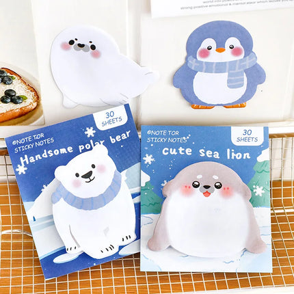 Ins Cartoon Cute Animal Sticky Note Student Special-shaped Penguin Note Book Can Paste Messages and Notes N Times Memo Pad