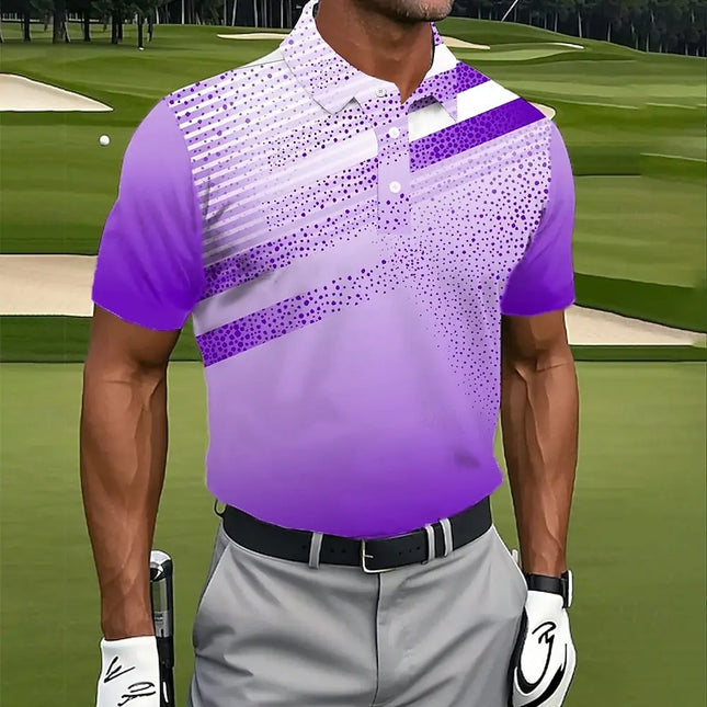 Men's Geometric Golf Sports Polo Shirts Short Sleeve Polo Shirts Lapel Casual Athleisure 3D Print Buttons Summer Polo shirts