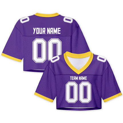 Custom American Football Jersey Crop Top for Women & Girls Plain Sporty Cropped Shirt Personalized Name Number Jerseys Fans Gift