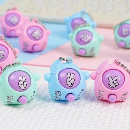 Rock Paper Scissors Guessing Keychain Pendants Mini Finger Flick Game Toy School Bag Pendant Birthday Party Gift