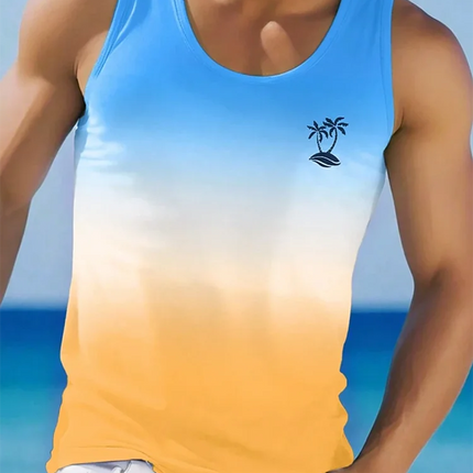 Summer Daily Casual Men's Sleeveless T-shirt Hawaiian Men's Tank Top Outdoor Beach Men's Tank Top Street Fashion Men's Tank Top