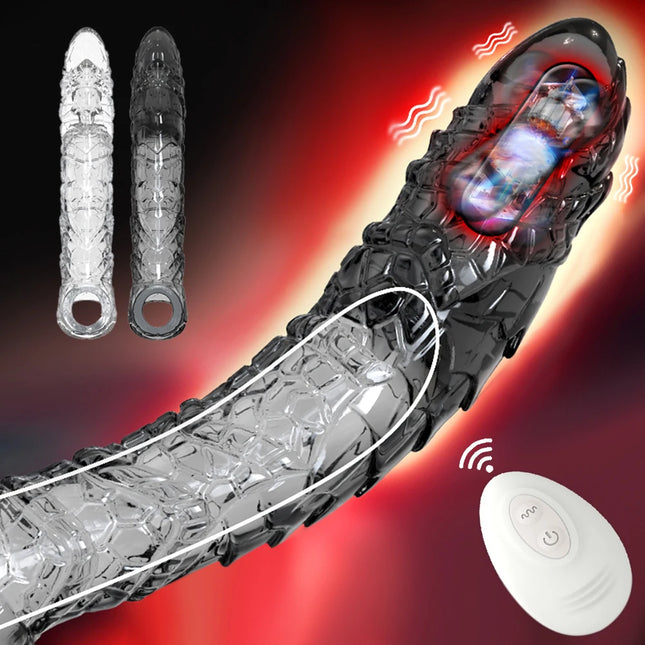 Penis Sleeve Extensions Condom Male Enlargement Delay Vibrators Clit Massager Cock Ring Vibrating Penis Cover Sex Toys For Men