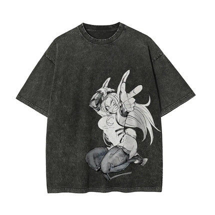 Mirko T Shirt My Hero Academia Men Acid Wash Anime Manga Vol 37 Cover Graphic Cotton Streetwear Rabbit Hero Vintage Tee Top