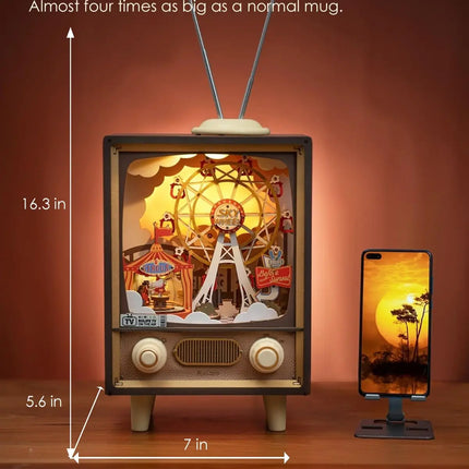 Robotime Rolife Sunset Carnival Music Boxes with Lights Ferris Wheel Home Decoration Luxu Design 3D Wooden Puzzle Toys for Child