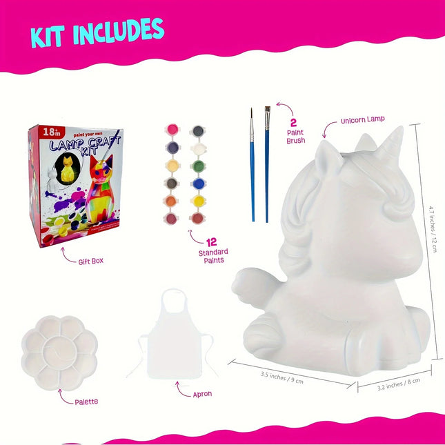 Paint Your Own Unicorn Lamp Art Kit, DIY Night Light, Arts & Crafts, Painting Kit for Kids Ages 8-12, Art Supplies Birthday Part