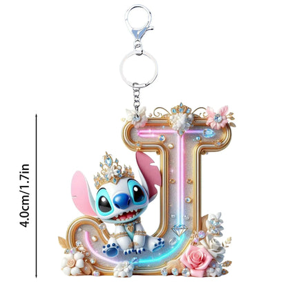 Acrylic flat 2D Stitch 26 English letters Pendant Keychain Rearview Mirror Pendant Birthday Cake Ornament Gift Animation