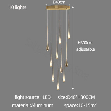 Modern Lighting Gold-Plated Chandelier Minimal Design Luxury Living Room Lamp Restaurant Kitchen Chandelier Led Stair Chandelier