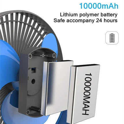 USB Charging Home Room Table Wireless Electric Fan 10000mAh Battery Outdoor Travel Portable Clip Ceiling Fan 4 Speed Adjusted