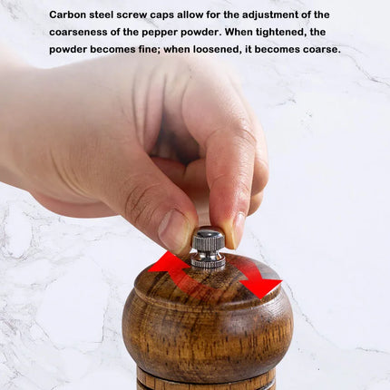 5" 8" 10" Salt and Pepper Grinder, Solid Wood Spice Pepper Mill with Strong Adjustable Ceramic Grinder Kitchen Cooking Tools