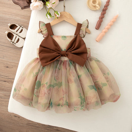 9 Months -4 Years Old Princess Style Baby Girl Dress, Summer New Sweet Bow Children'S Clothing Suitable For Birthday Parties
