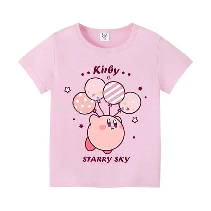 Star Kirbys Summer Short Sleeve Kid Cute T-shirt Colorful Tops Baby Cartoon Fashion Tee Kawaii Game Boy Girl Casual Clothes Gift
