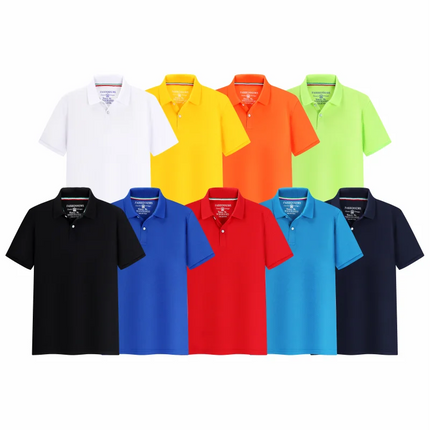 Summer Solid Color Outdoor Casual Lapel Short-sleeve Daily Business Short-sleeve Tops 2024 New Unisex Polo Shirts