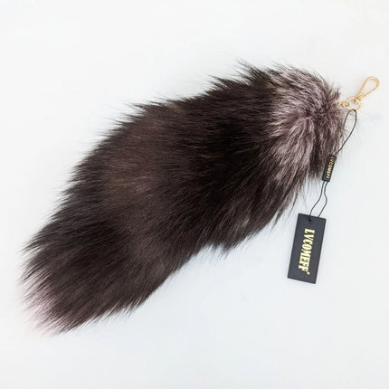 natural fox fur tail keychain furry 2024 chic y2k  beautiful accessory length 40 cm Car Keychains For Women