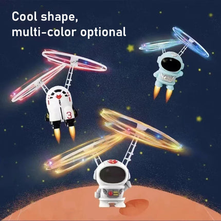 Flying Robot Astronaut Toys Children Robot Toys with Light Cute USB Charging Astronaut with LED Light for Boys Girls Christmas