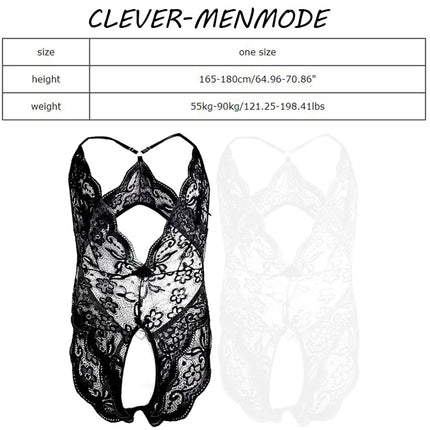 For Men 18 Adult Transparent Sexy Lingerie Hot Erotic Underwear Sexy Costume Lace Open Crotch Lingerie Set Bodysuit Lingerie