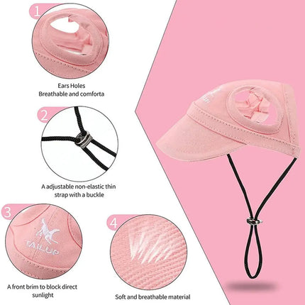 Fashion Ear Holes Pet Baseball Hat Cat Dog Outdoor Pet Visor Hat Adjustable Pet Sun Cap