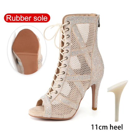 SWDZM Women Dance Boots Full Rhinestone Jazz Latin Dance Shoes Shining Dancing Boots Sexy Thin Heels Women Ladies Dancing Shoes