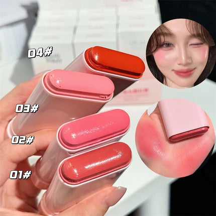Multi-Functional Blush Stick Easy Color Rouge Blusher Cream Waterproof Brightening Face Contour Smooth Cheek Tint Korean Make Up