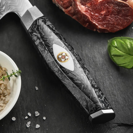 XINZUO 2PCS-7PCS Damascus Steel Knife Set With 145 Layers M390 Steel Black Carbon Fiber Handle Rust - Resistant  Gift Box