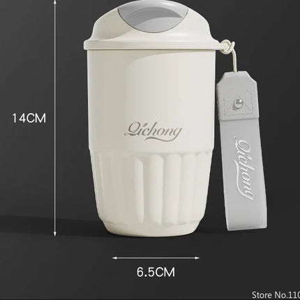 410ML Ceramic Liner Thermos Coffee Cup Travel Coffee Mug Vacuum Insulated Thermos For Coffee Thermal Cup Tumbler Christmas Gift