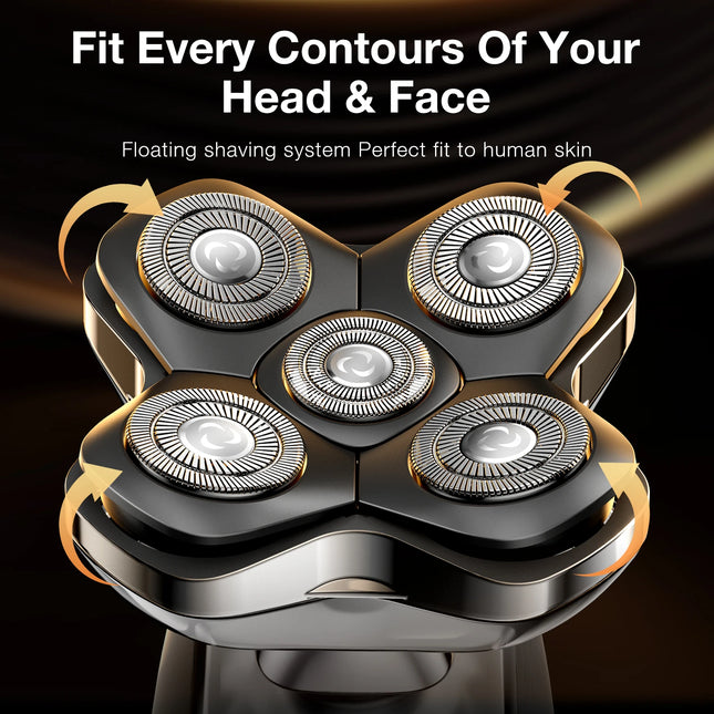 Kensen S28 Head Shaver for Men Electric Beard Trimmer 5D Floating Head Razor Nose Hair Trimmer Men's 5 in 1 Grooming Kit Barber