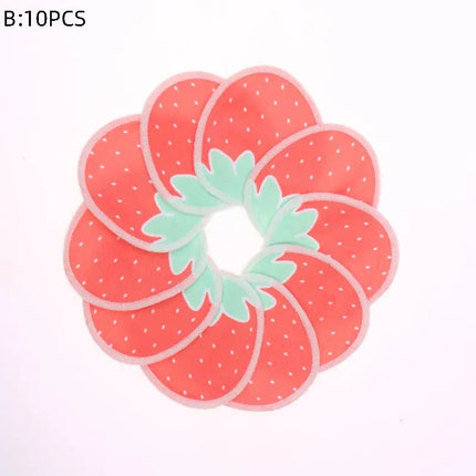 〔HBA16〕 10 Pcs Makeup Remover Pads Washable Double-Layer Strawberry Print Cleaning Cotton Reusable Facial Make Up Removal Pads