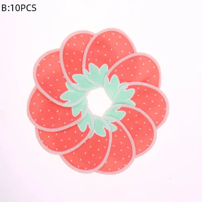 〔HBA16〕 10 Pcs Makeup Remover Pads Washable Double-Layer Strawberry Print Cleaning Cotton Reusable Facial Make Up Removal Pads