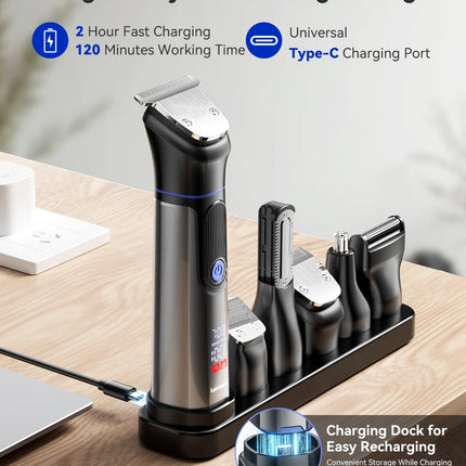 Kensen S38 Electric Hair Trimmer for Men 6 in 1 Body Hair Shaver Nose Beard Trimmer IPX6 Waterproof Hair Cutting Machine Barber