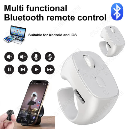 Cell Phone Scrolling Ring Wireless Finger Shutter Remote Control Page Turner Mobile Phone Controller Bluetooth For Travel New