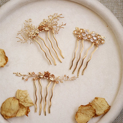 Metal Golden Leaf Flower Bridal Hair Comb Wedding Jewelry Headpiece Women Hair Accessories
