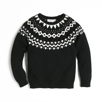 Kids Clothes Knitted Sweater O-Neck Girls Boys Baby Knitted Tops Children Brother Sister Holiday Clothing