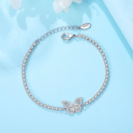 Original 925 Sterling Silver Butterfly Bracelet Zirconia Tennis Ball Women Fashion Simple Engagement Wedding Charm Jewelry Gift