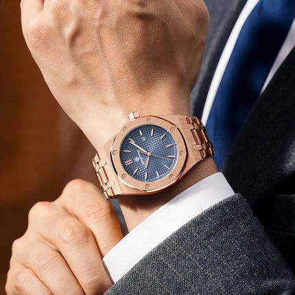 PAAZOMU Luxury Watches For Men Stainless Steel Waterproof Luminous Man Watch Date Week Fashion Casual Men's Quartz Watch Reloj