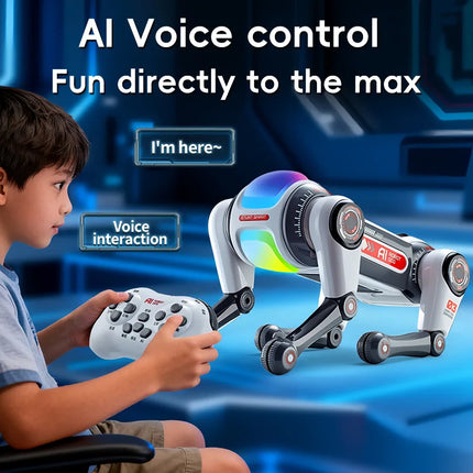 Stunt Smart Remote Control Robot Dog Dual Remote AI Voice Interaction Programmable Stunt Flip Toy For Boys Kids Intelligent Pet