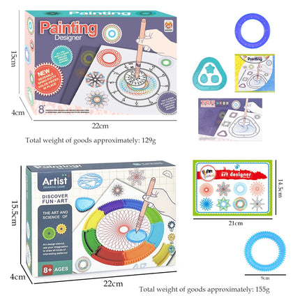 Spirograph Spiral Art Drawing Kit for kids, Fun Shapes Drawing Art Set Classic Gear Design Toys Drawing Rulers with book