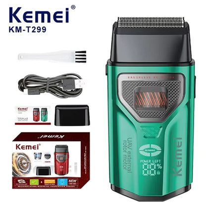 KEMEI KM-T299 Beard Trimmer Professional Double Foil Shaver LCD Display Shaver External Rotor Brushless Motor Beard Trimmer Men