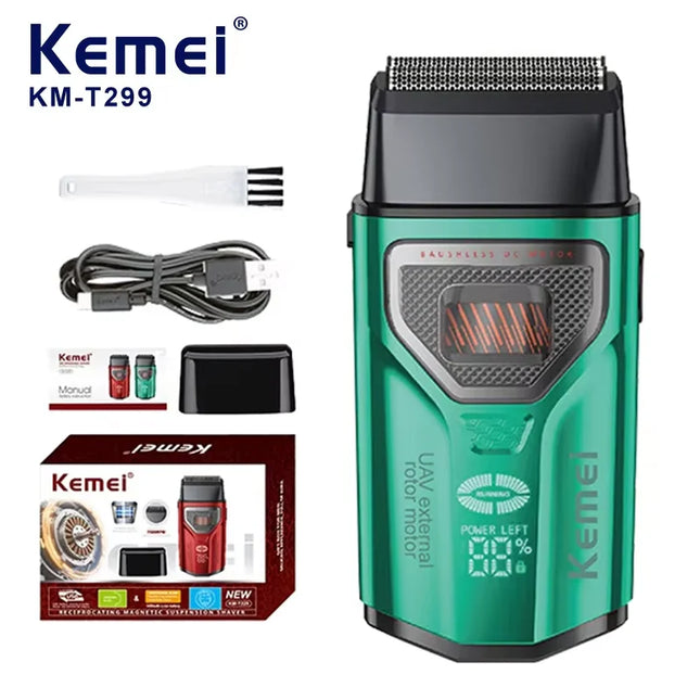 KEMEI KM-T299 Beard Trimmer Professional Double Foil Shaver LCD Display Shaver External Rotor Brushless Motor Beard Trimmer Men