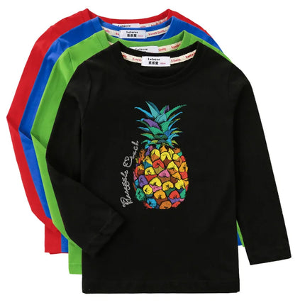 Aimi Lakana Kids Cotton T-Shirt Boys Long Sleeve Tops Pineapple Print Shirt Girls Spring Autumn Shirts