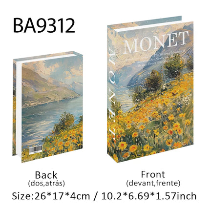 Van Gogh Monet Fake Book Painting Decorative Books Storage Box Sunflower Water Lily Coffee Table Books Home Decor Shooting Props