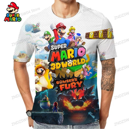 Super Mario T-shirts Parent-child Wear Fashion 2026 Summer Men's Children's T-Shirt Oversize Anime Tops Quick Dry Streetwear Y2k