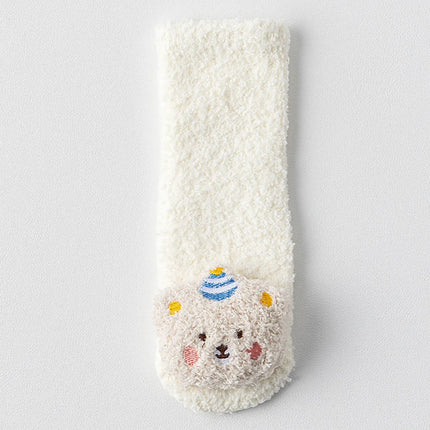 Cute Cartoon Bear Baby Sock Winter Thicken Warm Baby Boys Girls Sock Fleece Loope Todddler Kids Floor Sock