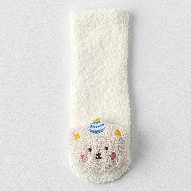 Cute Cartoon Bear Baby Sock Winter Thicken Warm Baby Boys Girls Sock Fleece Loop Toddler Kids Floor Sock