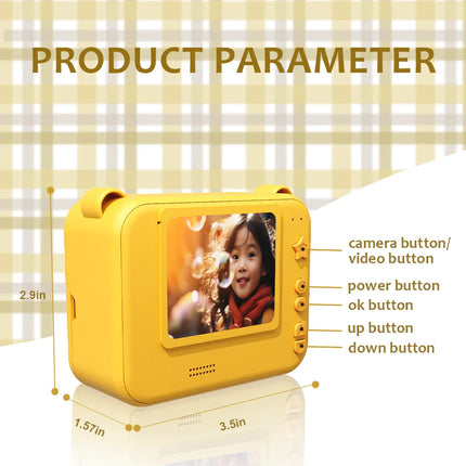 Children's printable camera with 32 GB TF card, photo & video & games, dual cameras, flash, perfect gift for boys and girls