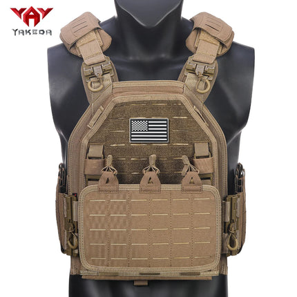YAKEDA MOLLE Tactical Vest - 1000D Waterproof Training Vest with American Flag / YAKEDA MOLLE Tactical Vest - Waterproof Training Vest