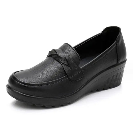Classic Genuine Leather Women Shoes Round Toe Casual Comfortable Women's Wedge Shoes Spring Autumn Fashion Mother Shoes 10models