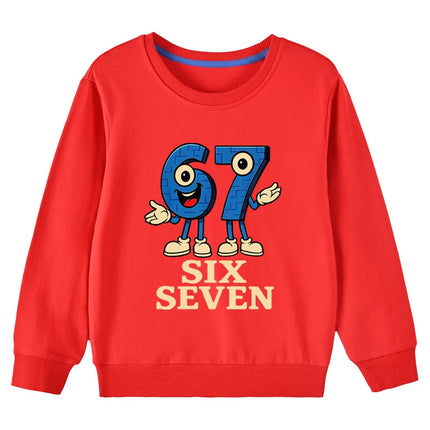 67 Six Seven Funny Digital Graphic Kids Sweatshirt 3-12Years Children's Hoodie Boys Casual Long Sleeve Tshirt Girls Cute Tops