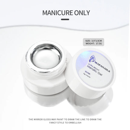 MingLee Silver Metal Gel Metallic Nail Polish Chrome 3D Metal Painted Gel Polish 5ml Liquid Mirror Effect Glossy Shine Manicure