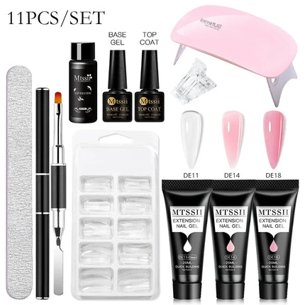 MTSSII 20m Extension Nail Gel Set Manicure Set Finger Quick Buliding Extension Gel Nail Polish Kit Soak Off UV Gel LED Nail Art